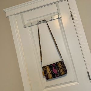 Coach leather handbag gold and purple snakeskin pattern two compartment purse